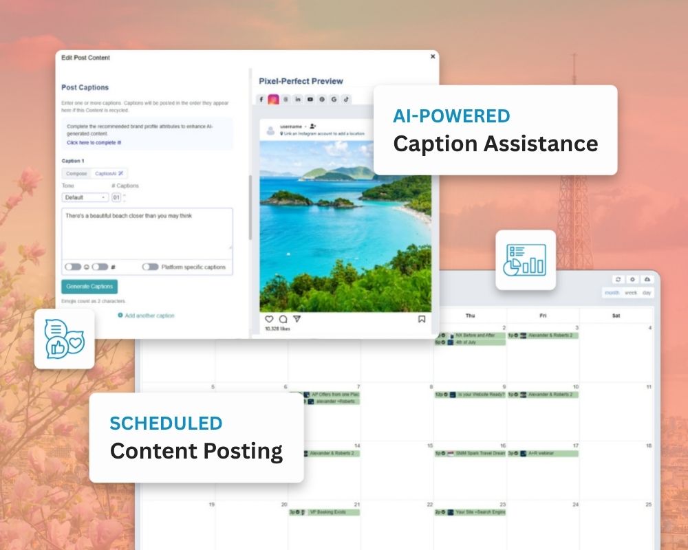 Team managing social media channels with Social Media Manager