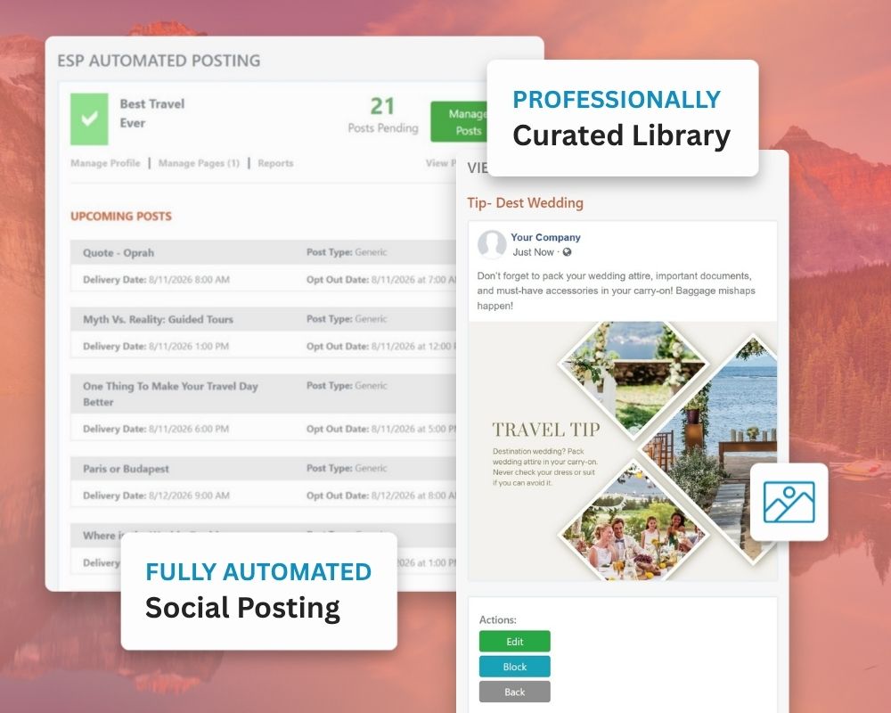 Smartphone displaying automated ESP social media content